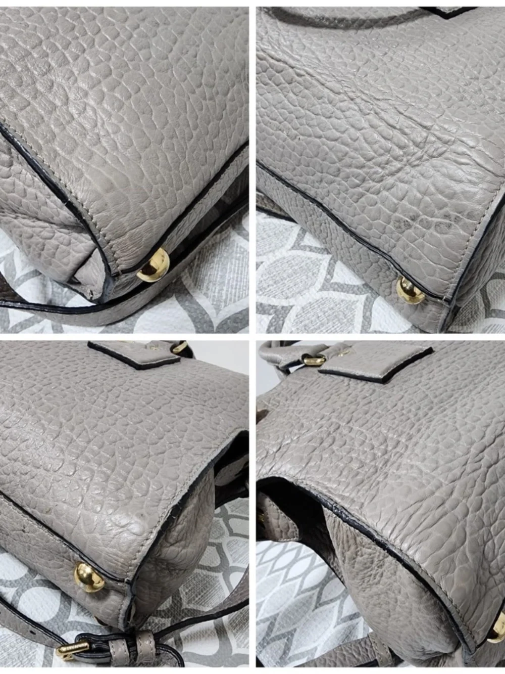 Authentic Burberry House Check Clifton Satchel Bag Grey